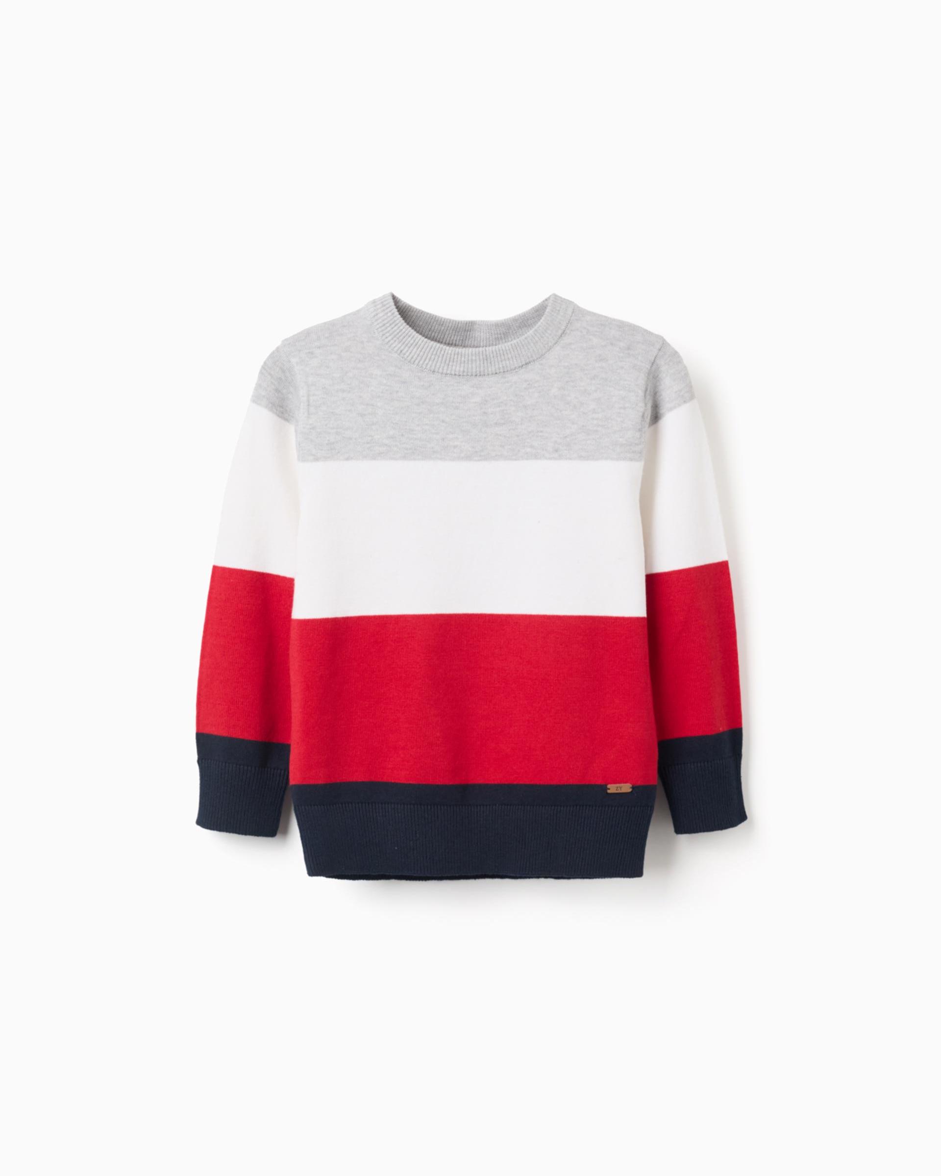 Πουλόβερ μπλε-ριγέ με λεπτή πλέξη για αγόρια