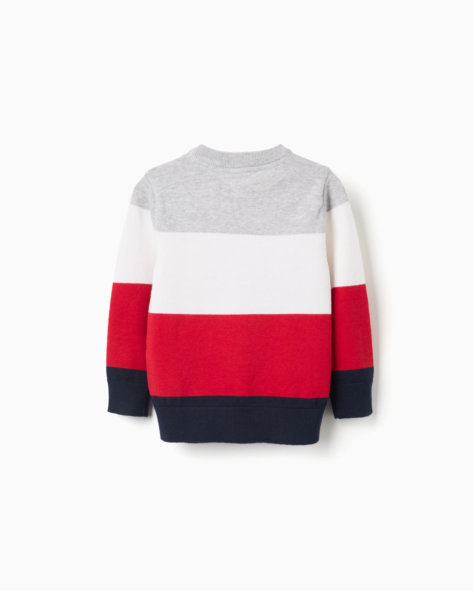 Second image of Πουλόβερ μπλε-ριγέ με λεπτή πλέξη για αγόρια