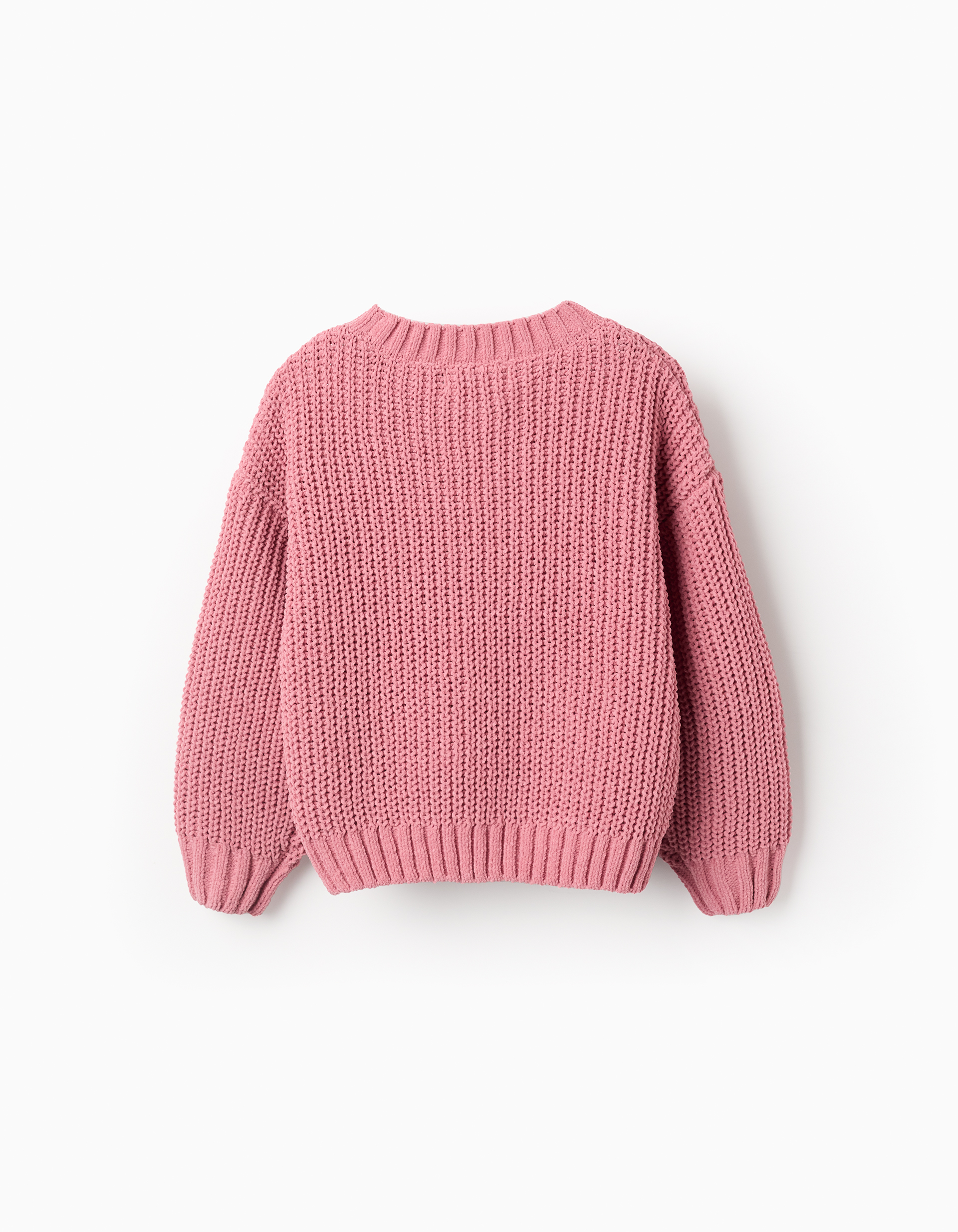 Second image of Πλεκτό πουλόβερ σενίλ για κορίτσια