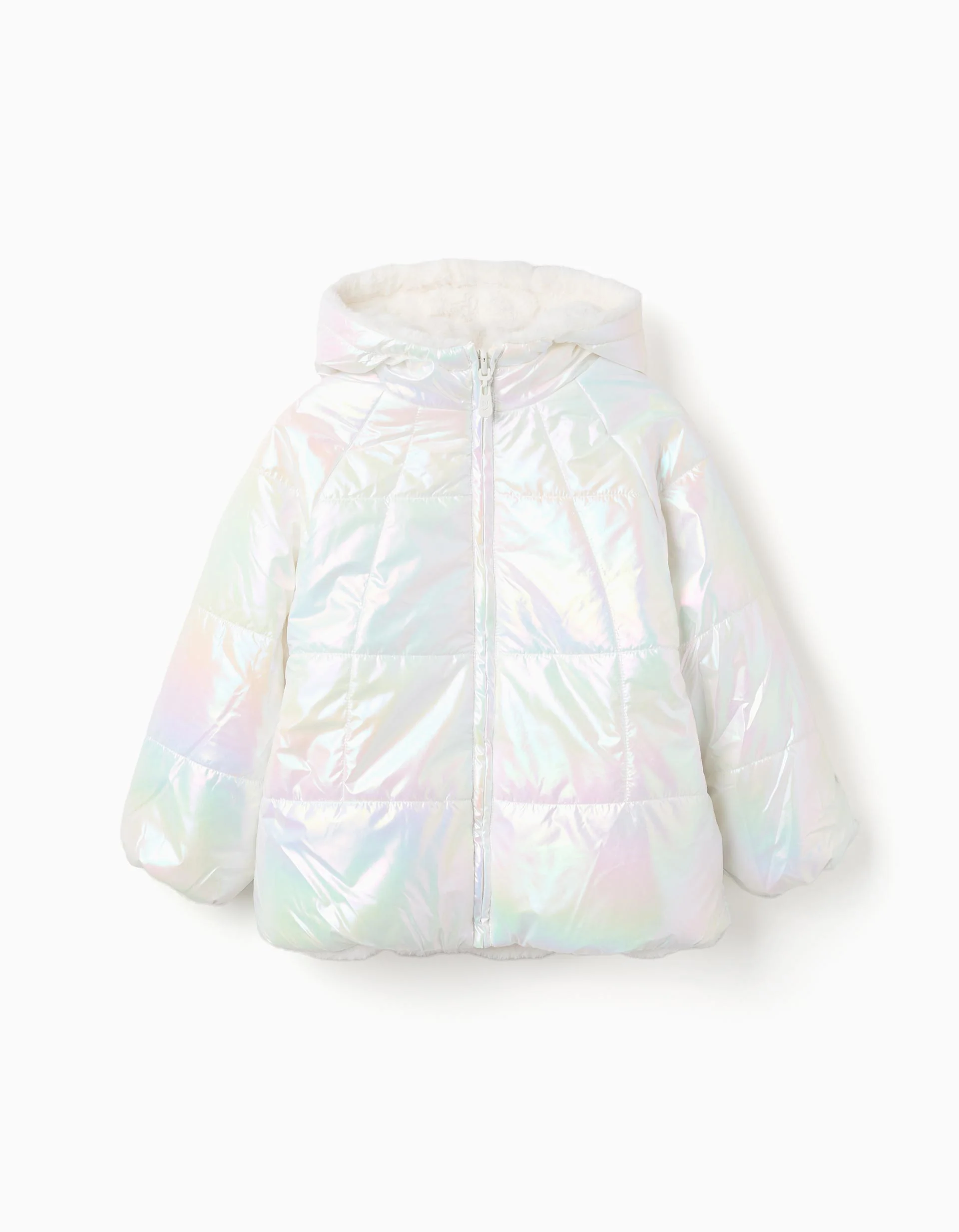 Διπλής όψης καπιτονέ μπουφάν με κουκούλα για κορίτσια